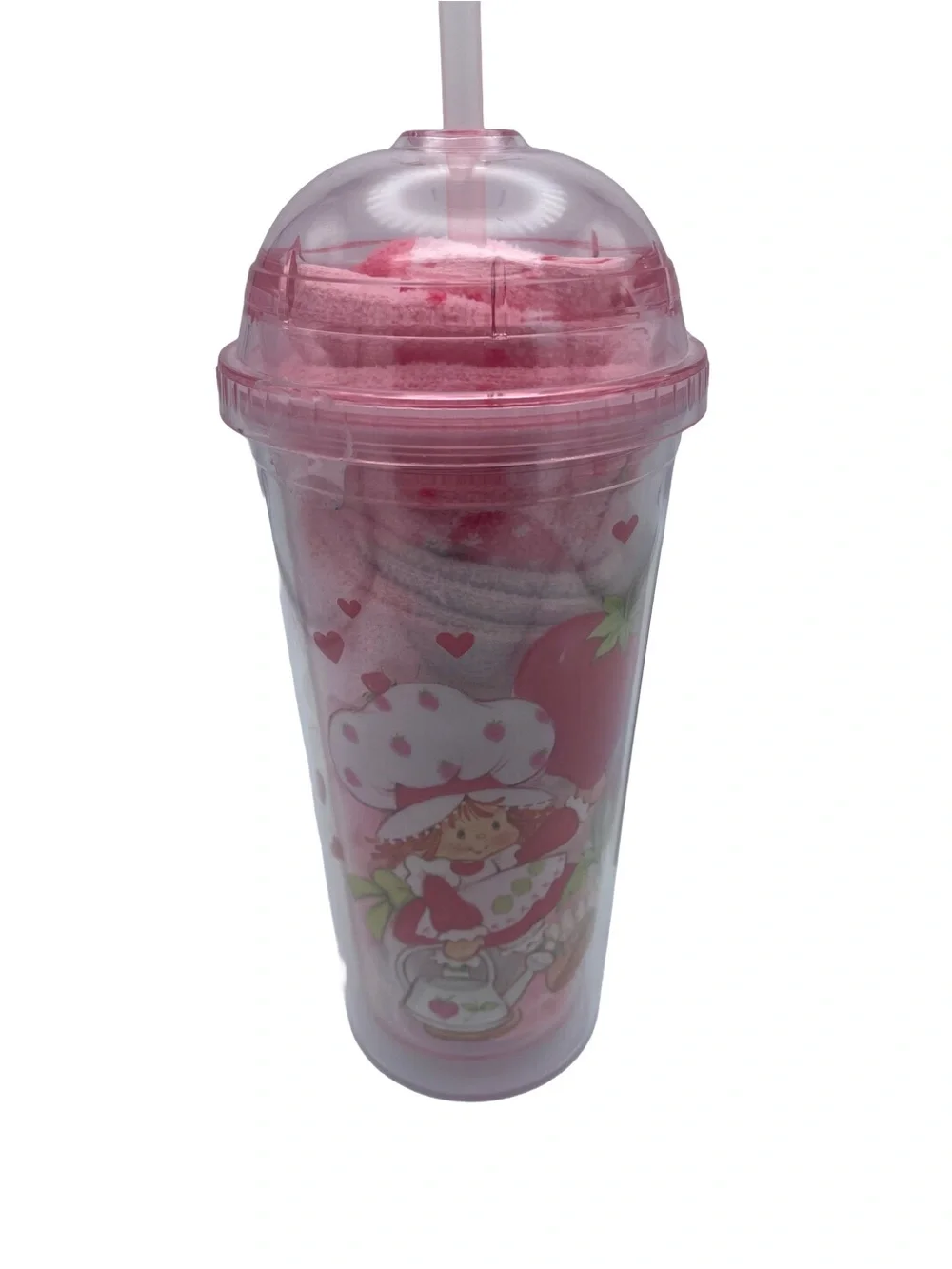 Strawberry Shortcake ClearCharacter Tumbler with Straw and 3 pairs of cozy socks